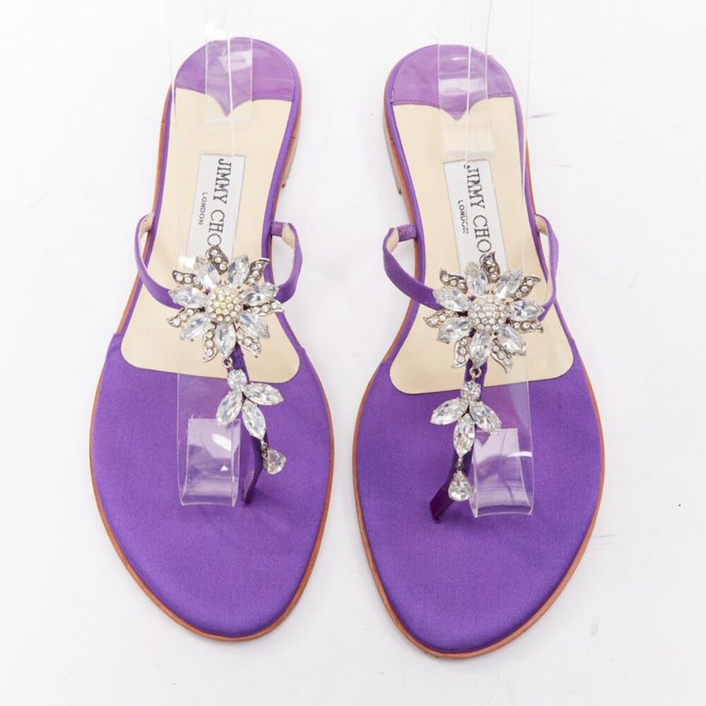 Jimmy Choo Satin Crystal Slipper Mules